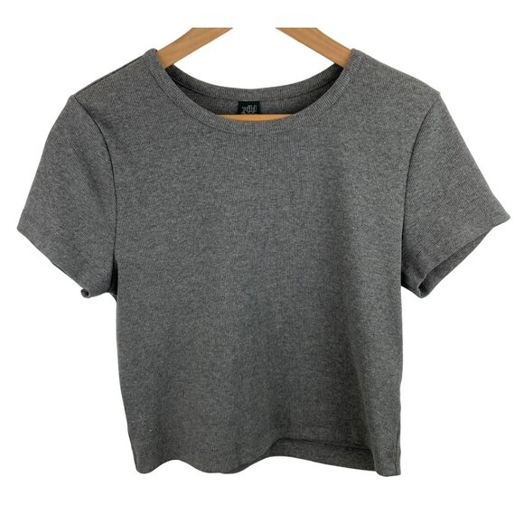 Wild Fable Tops - WIld Fable Womens XL Crop Top Gray Ribbed Form Fitting Short Sleeve Shirt